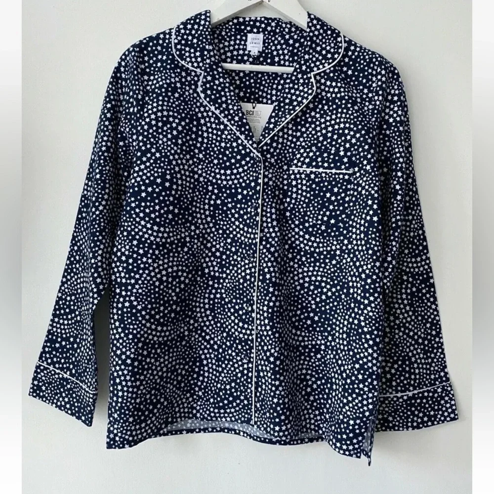 John Lewis Swirly Star Pyjama Shirt Top Size 8 - Picture 1 of 5